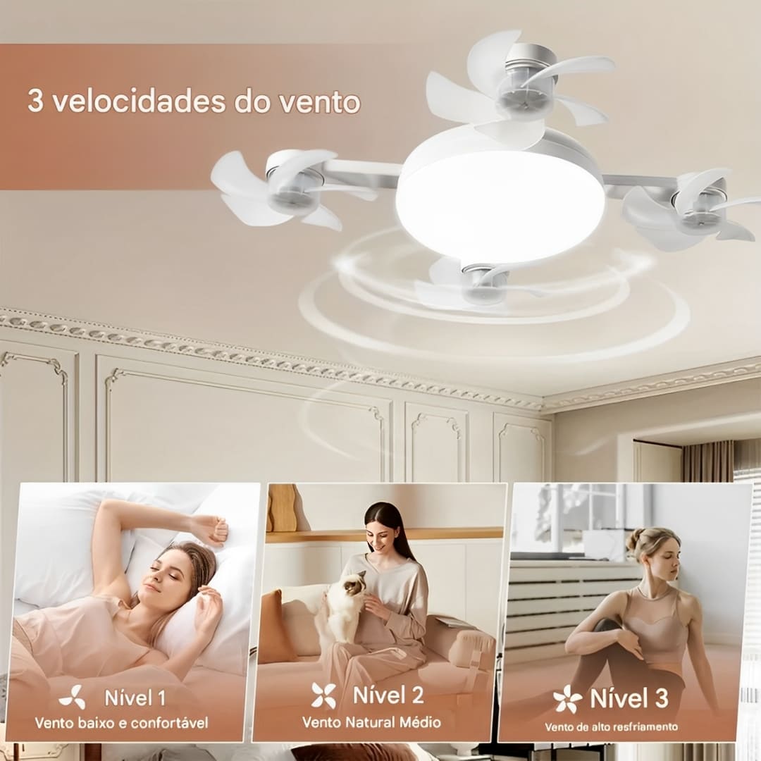 Ventilador de Teto com Luz LED