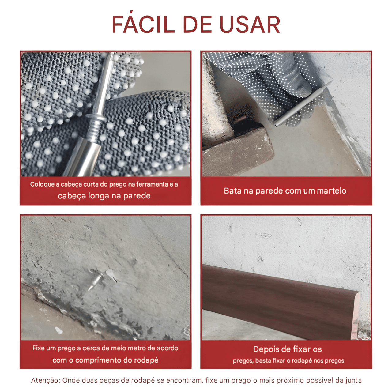 Prego com Duplo Encaixe para Acabamento Sem Marcas