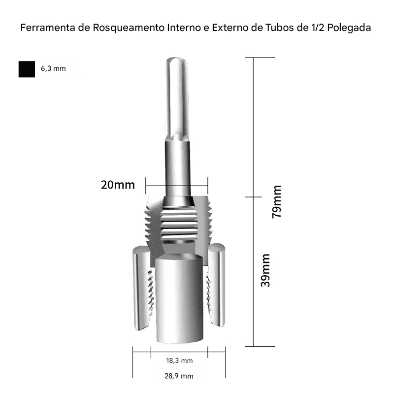Rosqueador de Tubos 2 em 1 – Interno e Externo