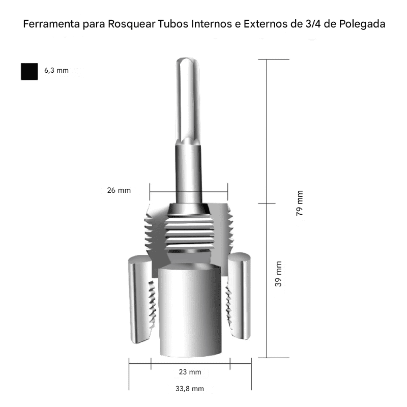Rosqueador de Tubos 2 em 1 – Interno e Externo