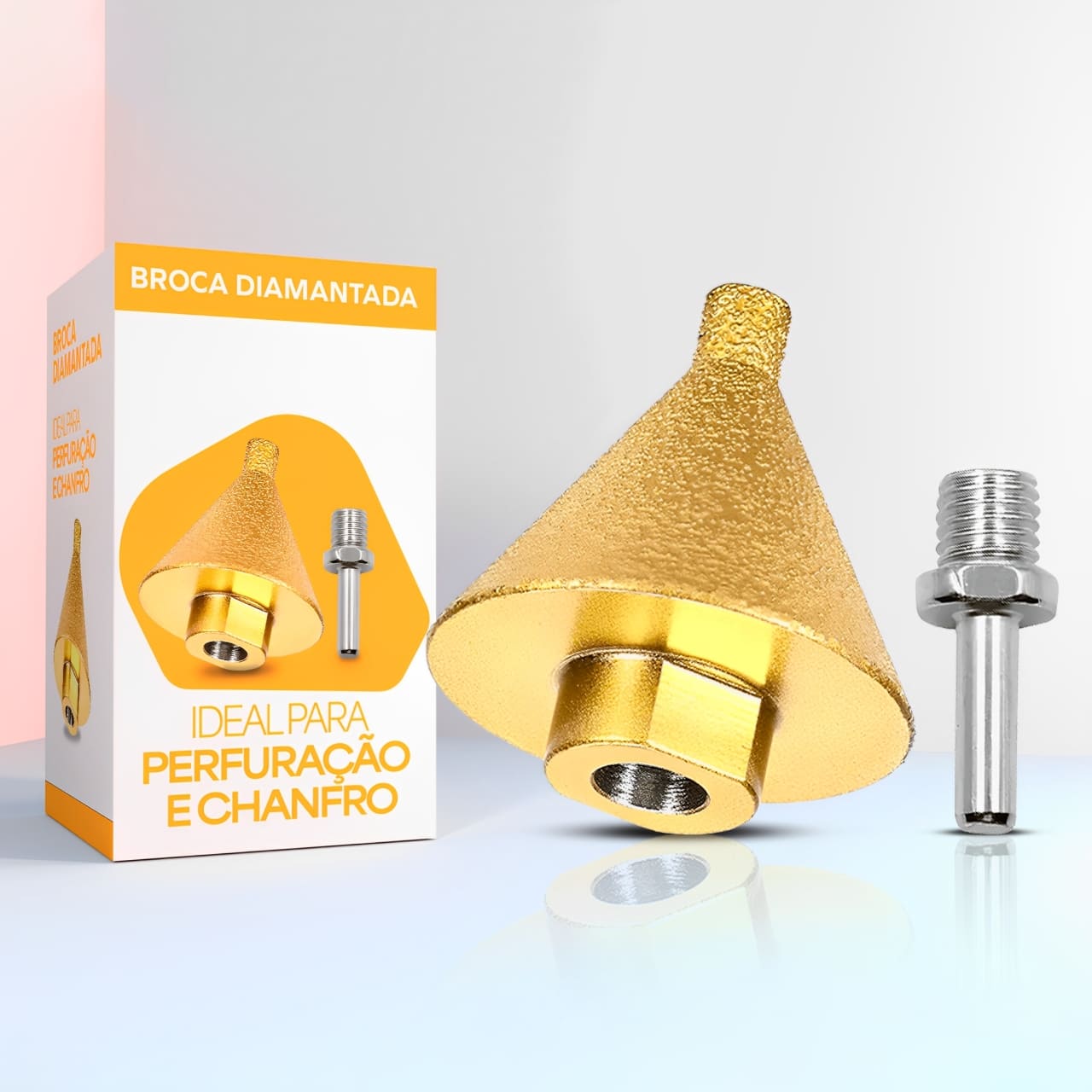Kit de Brocas Diamantadas (2 Peças) para Furos de 9 a 50 mm + Adaptador para Furadeira
