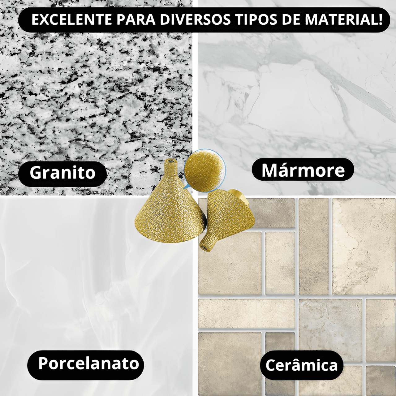 Broca Diamantada para Cerâmica, Porcelanato e Mármore - 1 Unidade