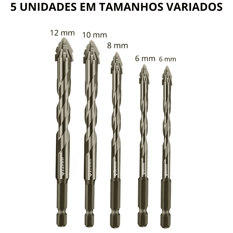 Conjunto com 5 Brocas Excêntricas Serrilhadas
