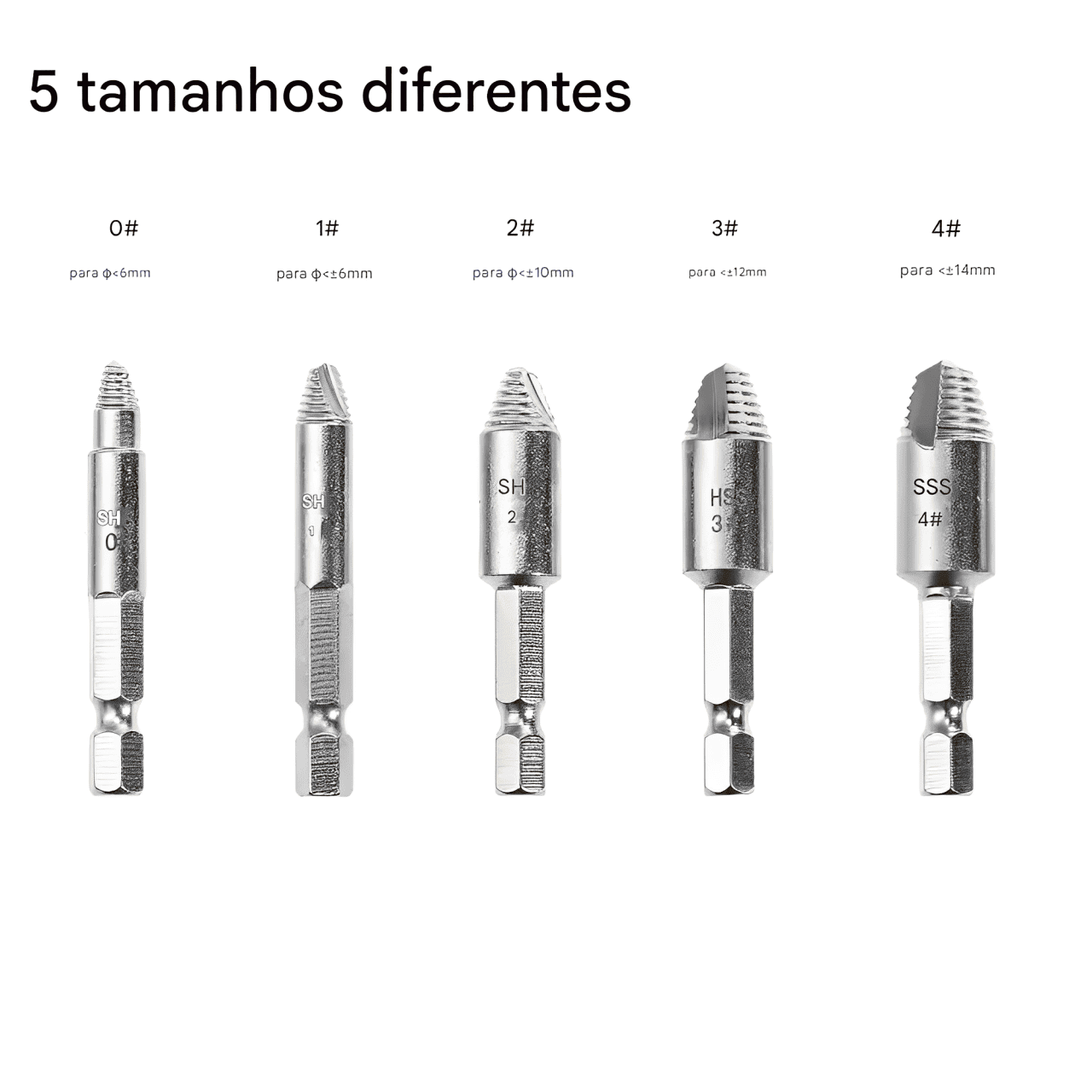 Removedor de Parafusos Espanados – Kit com 5 Brocas