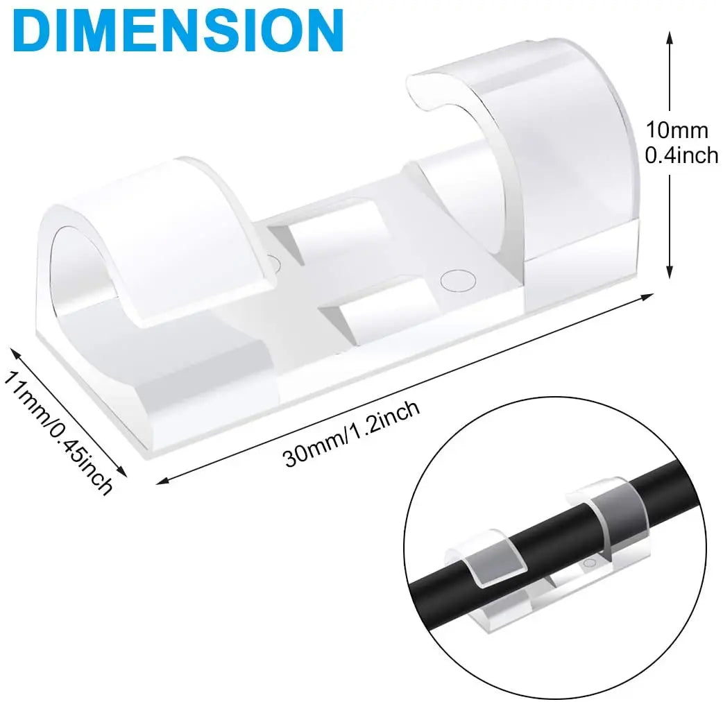 Suporte Organizador de Cabos e Fios, Fixação Prática (Parede e Mesa) – 60 Unidades