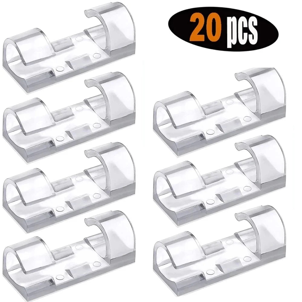 Suporte Organizador de Cabos e Fios, Fixação Prática (Parede e Mesa) – 60 Unidades