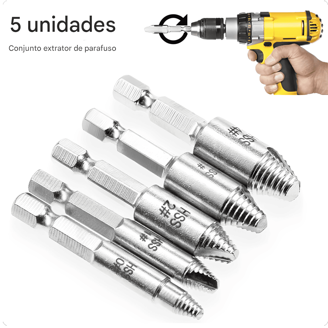 Removedor de Parafusos Espanados – Kit com 5 Brocas