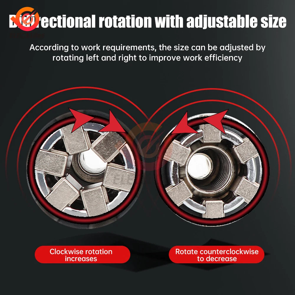 Chave Multifuncional Ajustável – 10 a 19mm com Adaptador Universal