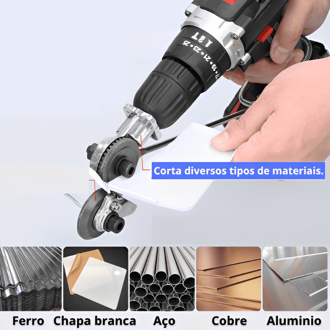 Cortador de Chapa de Metal Adaptável para Furadeira e Parafusadeira - Parafuso solto