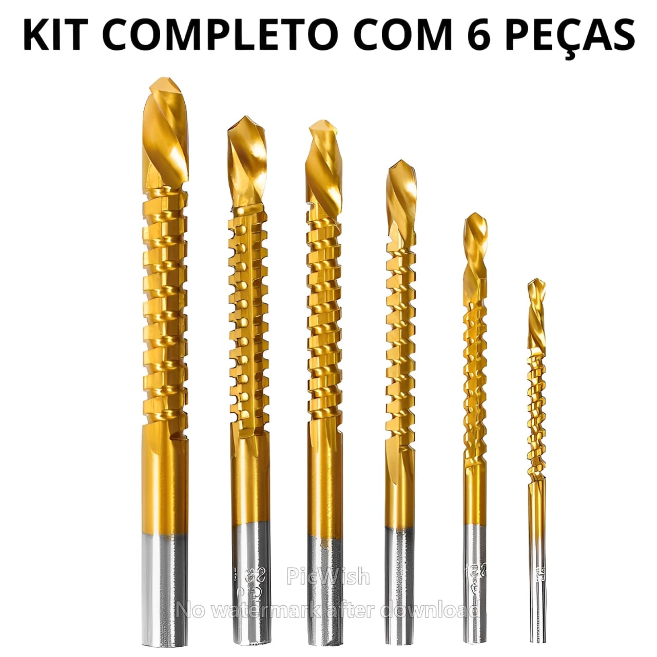 Conjunto de brocas serrilhadas HSS – Kit completo com 6 peças
