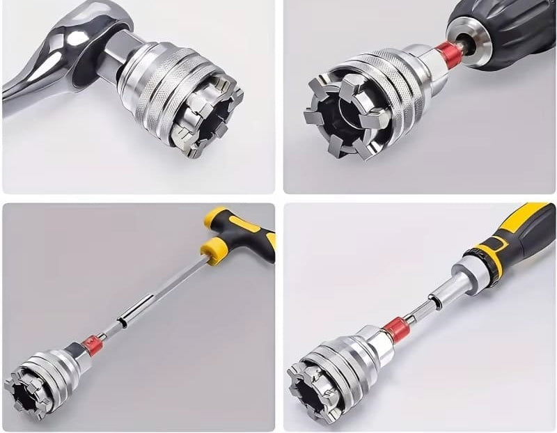 Chave Multifuncional Ajustável – 10 a 19mm com Adaptador Universal