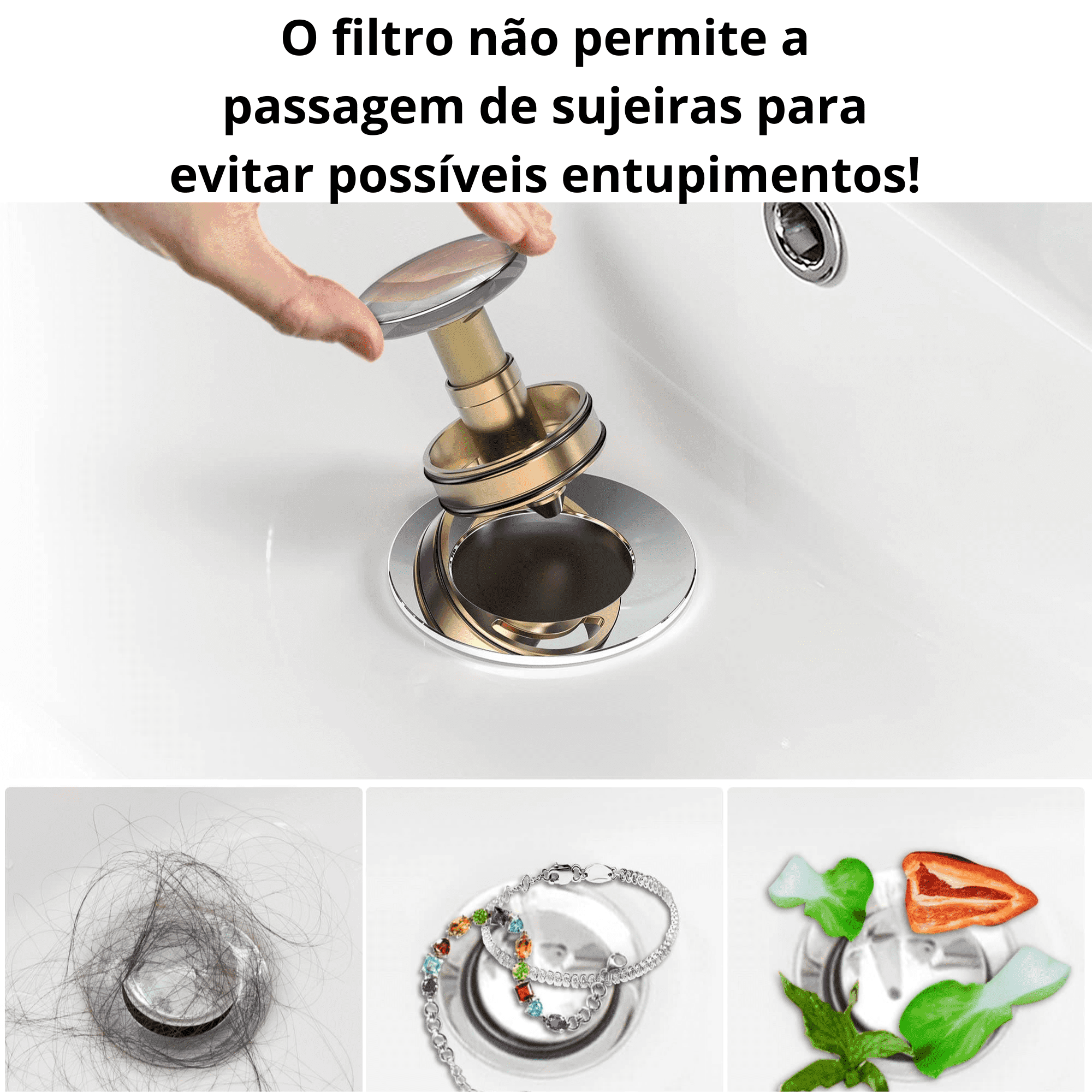 Sifão de drenagem, livre de entupimentos e vazamentos