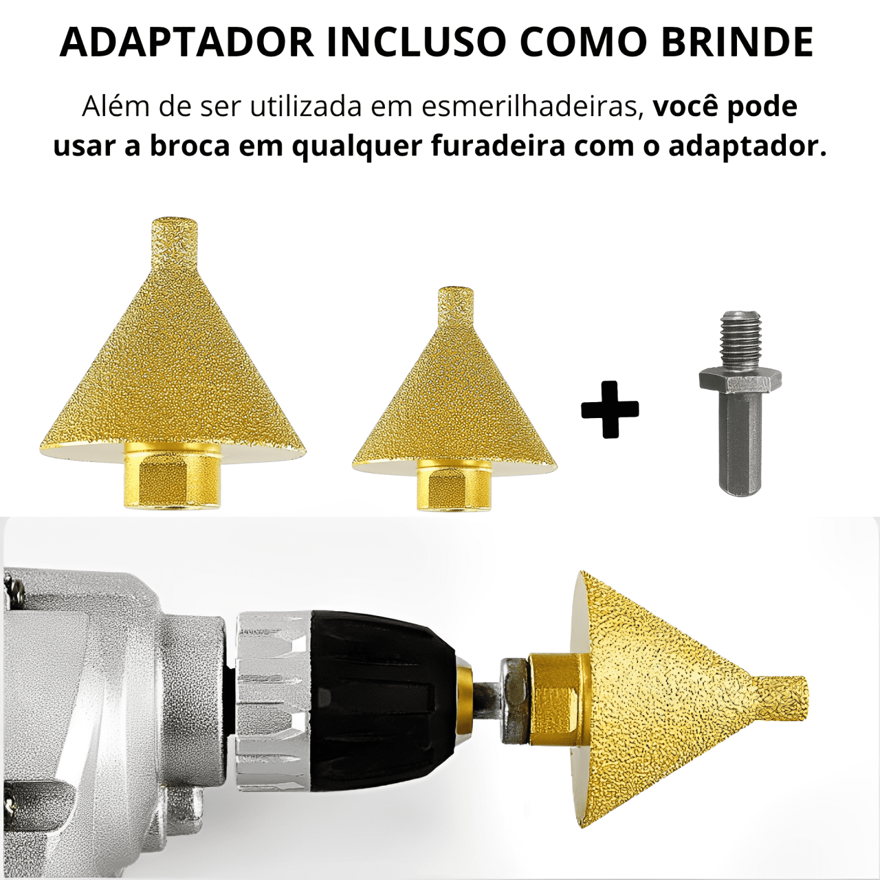 Kit de Brocas Diamantadas (2 Peças) + Adaptador de Furadeira Brinde