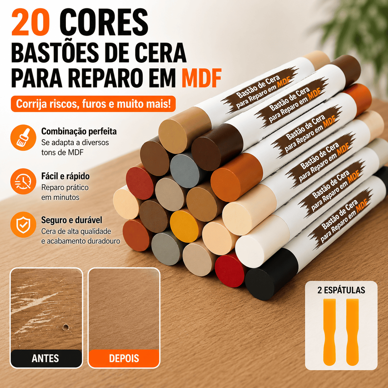Kit Reparador para MDF com 20 Cores
