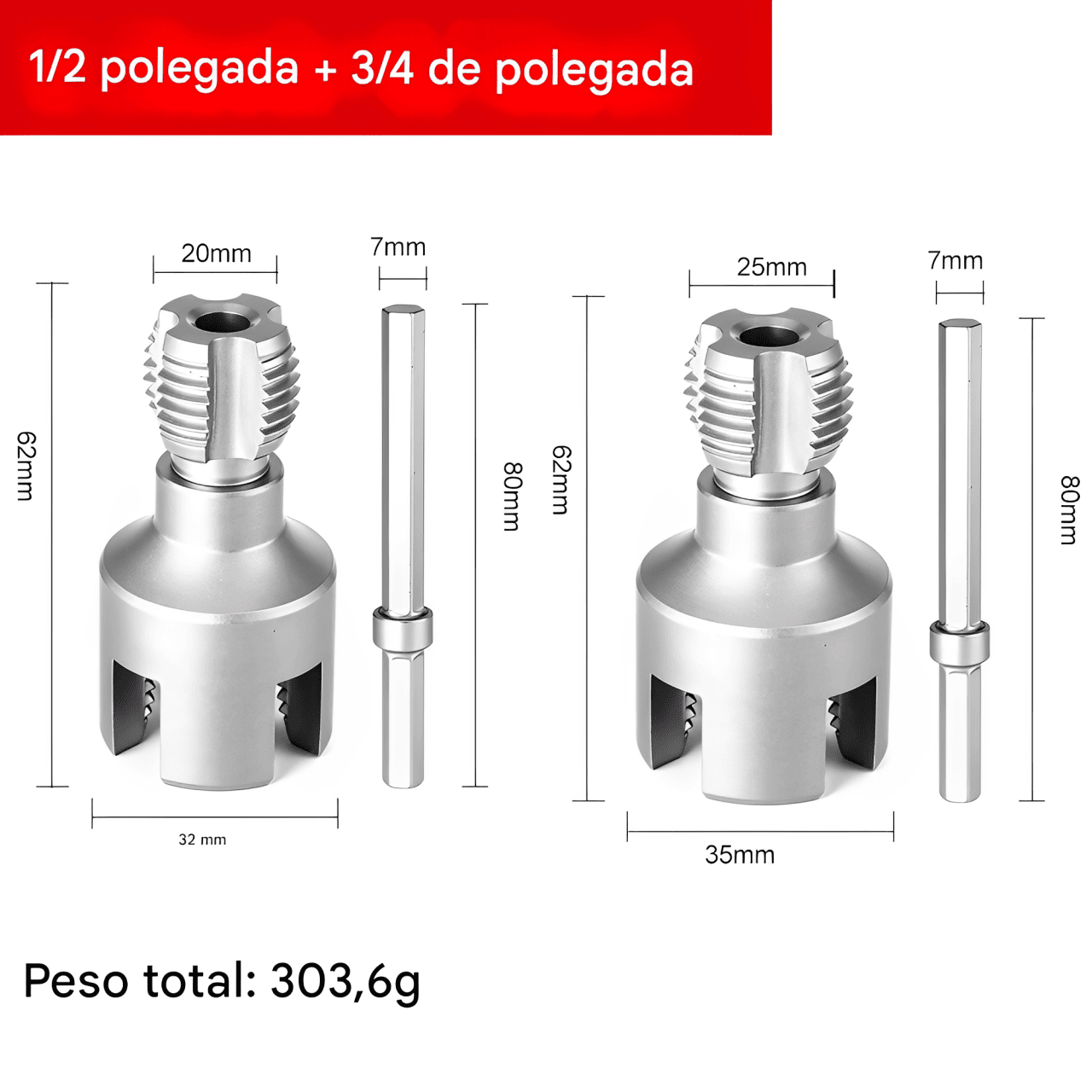 Rosqueador de Tubos 1/2'' e 3/4'' – PPR, PVC e Aço com Rosca Interna e Externa