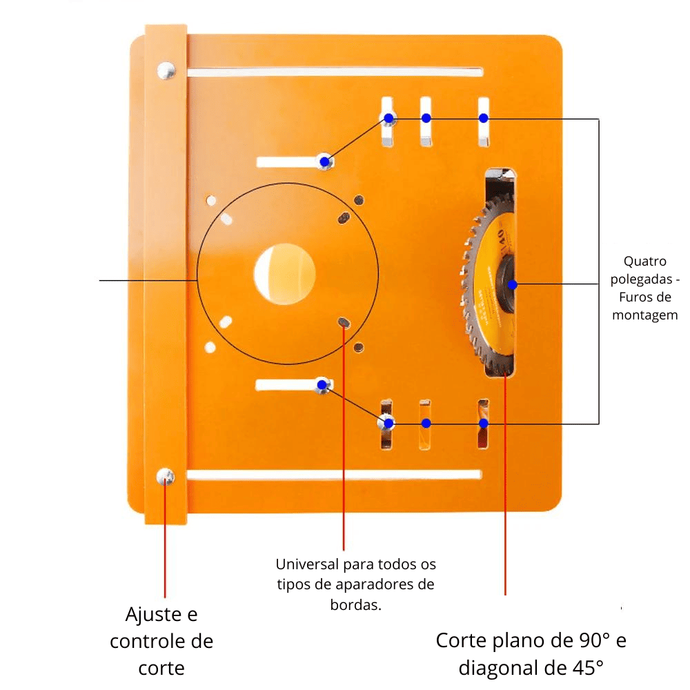 Base de Corte Multifuncional - Para Cortes de 90° e 45°, Estabilidade e Ajuste Preciso