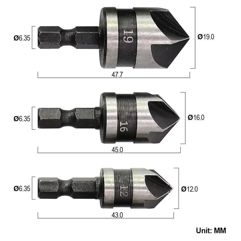 Broca Escareadora STONEGO 90° — Kit 3 Peças (12/16/19 mm)