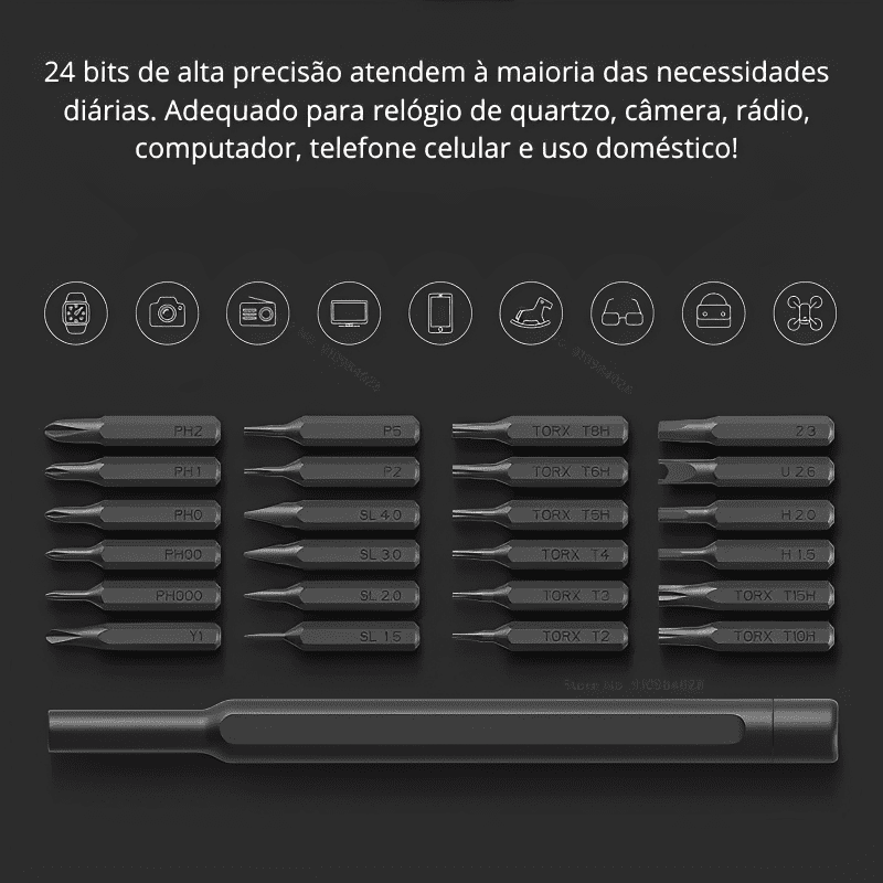 Kit Magnético de Chave de Fenda e Bits para Reparação Original 24 em 1 - Parafuso solto